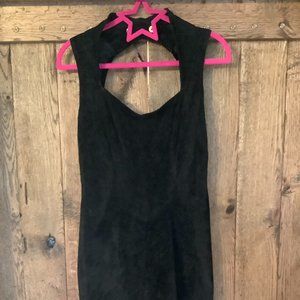 Suede Black Midi Dress Size 6
